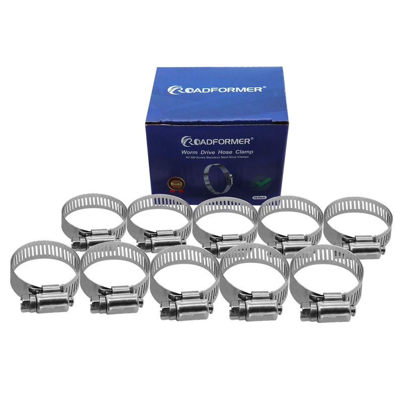 ROADFORMER 1.75" Worm Gear Hose Clamp - SAE 28 Size, Full Stainless Steel with 1/2" Band Width, Working Range 33mm - 57mm Hose Clamps,10 Pack - Image 2